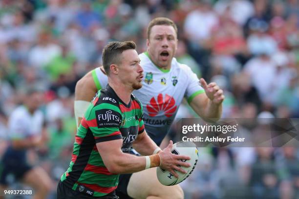 Damien Cook of the Rabbitohs in action during the round seven NRL match between the South Sydney Rabbitohs and the Canberra Raiders at Central Coast...