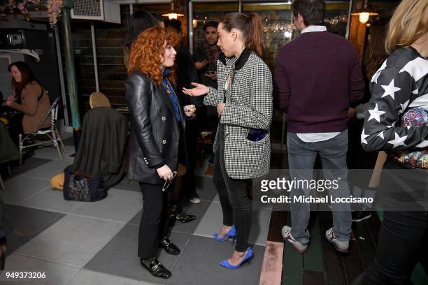 Actresses Natasha Lyonne and Aubrey Plaza attend the after party for "Duck Butter" during the 2018 Tribeca Film Festival at Bar Gonzo on April 20,...