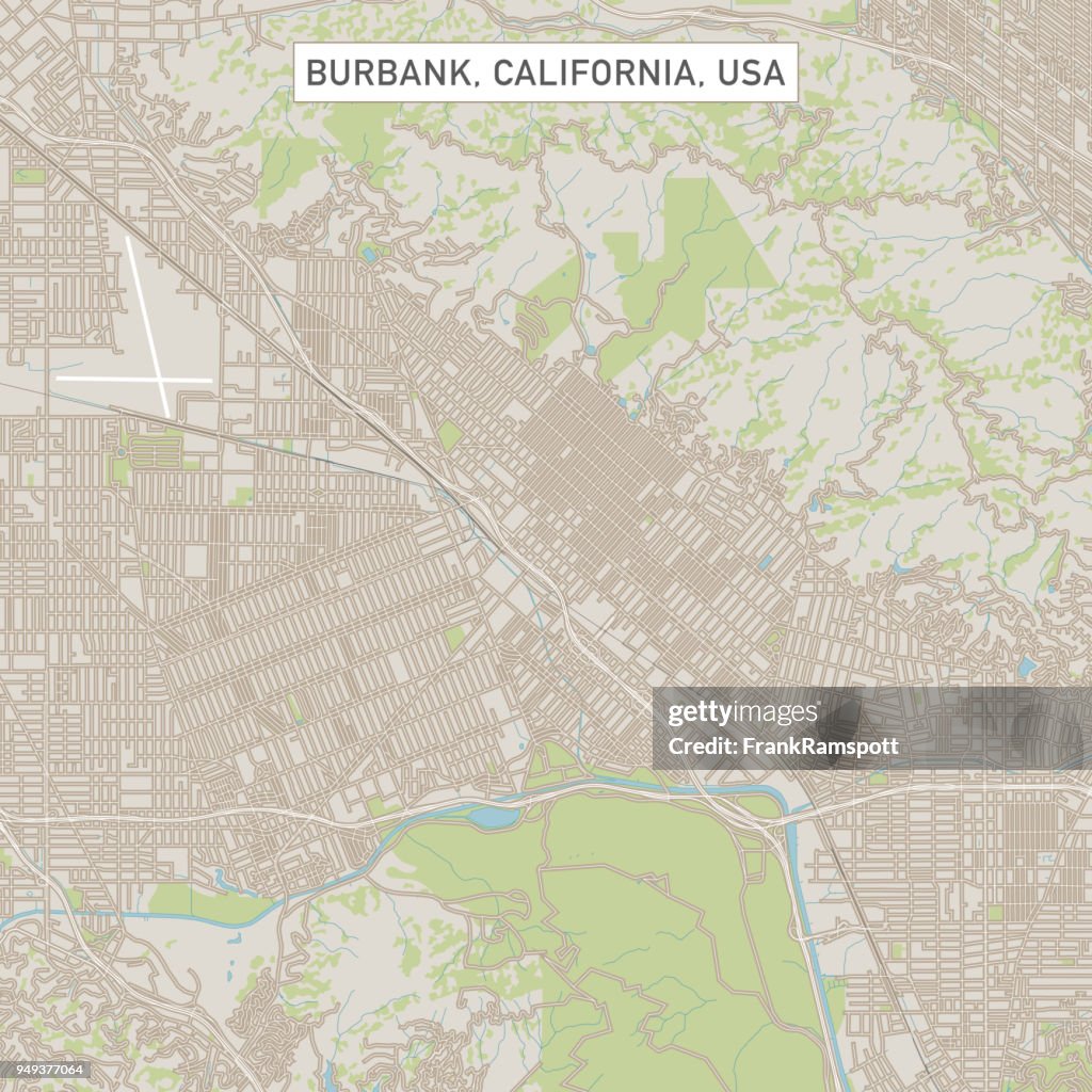 米国カリフォルニアのバーバンク市地図