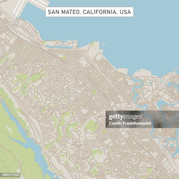 stockillustraties, clipart, cartoons en iconen met san mateo, californië amerikaanse stad street kaart - silicon valley