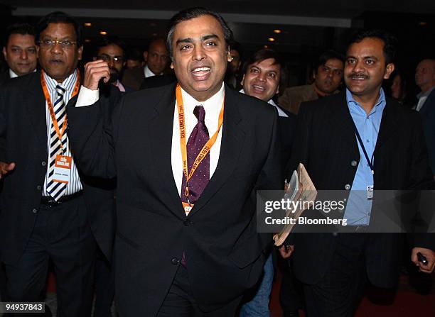 Mukesh Ambani, chairman of Reliance Industries Ltd., arrives at Petrotech-2009 8th International Oil & Gas Conference and Exhibition, in New Delhi,...