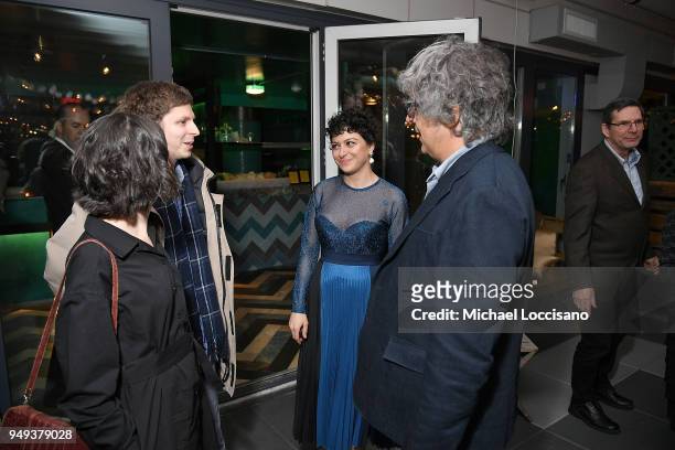 Michael Cera , actress Alia Shawkat , and director Miguel Arteta attend the after party for "Duck Butter" during the 2018 Tribeca Film Festival at...