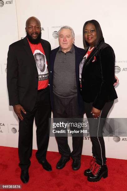 Tracy Martin, Robert De Niro, and Sybrina Fulton attend the premiere of "Rest in Power: The Trayvon Martin Story" during the 2018 Tribeca Film...