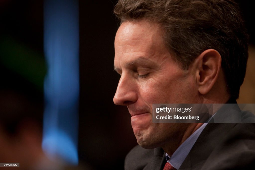 Tim Geithner Treasury Secretary Timothy Geithner pauses during his testimony at a ...