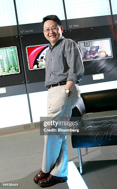 Andy Yang, chief financial officer of AU Optronics Corp., poses for a photograph at the company's headquarters in Hsinchu, Taiwan, on Wednesday,...