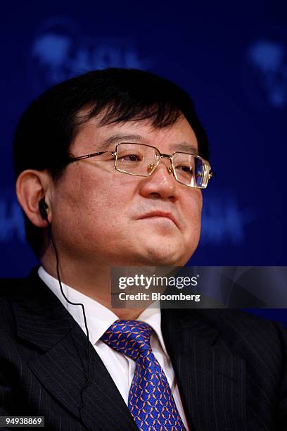 Xu Lejiang, chairman of Baosteel Group Corp., attends a panel discussion at the 2009 Boao Forum for Asia in Boao, Hainan, China, on Sunday, April 19,...