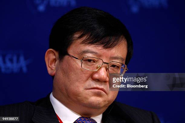Xu Lejiang, chairman of Baosteel Group Corp., attends a panel discussion at the 2009 Boao Forum for Asia in Boao, Hainan, China, on Sunday, April 19,...