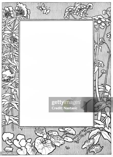 vintage frame with summer motives - tendril stock illustrations