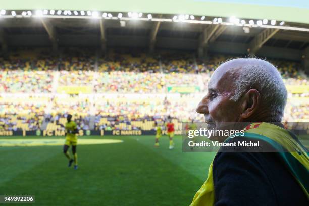 Jean Claude Suaudeau, former legendary headcoach of Nantes during the Ligue 1 match between Nantes and Stade Rennes at Stade de la Beaujoire on April...