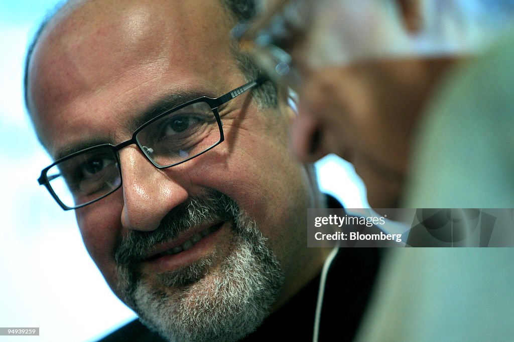 Nassim Taleb, chairman of Empirica LLC, waits off stage befo