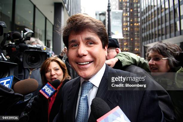 Rod Blagojevich, former governor of Illinois, speaks to the media as he arrives for his arraignment at the Dirksen Federal Building in Chicago,...