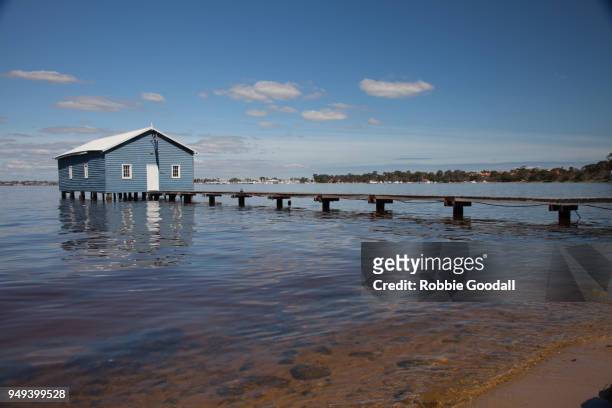 crawley edge boatshed, perth - western australia - boathouse australia stock pictures, royalty-free photos & images
