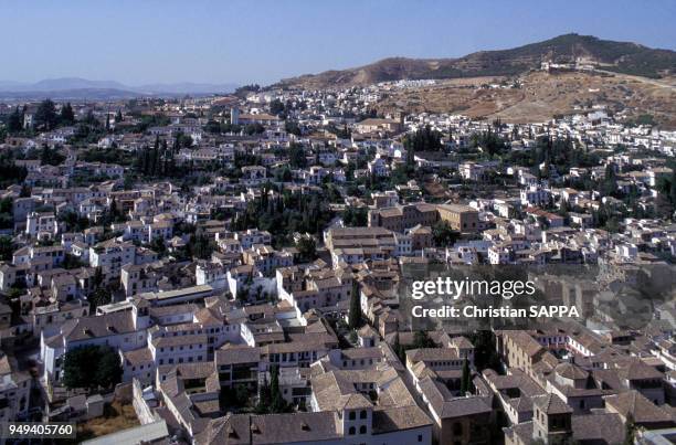 Vue du quartier de l'Albaicín de Grenade, en Andalousie, Espagne.