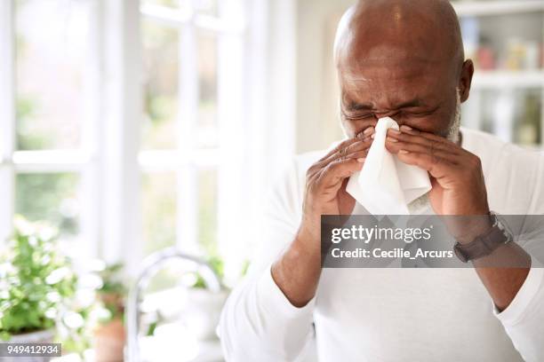 他的免疫系統可以提高 - sneezing 個照片及圖片檔