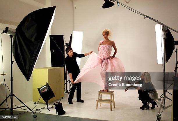 Anastasia Volochkova, the Russian ballerina and former candidate for the mayor of Sochi, poses during a photo shoot in Moscow, Russia, on Thursday,...