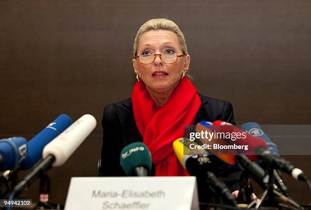 Maria-Elisabeth Schaeffler, co-owner of the Schaeffler Group, speaks at a press conference in Frankfurt, Germany, on Monday, Feb. 23, 2009....