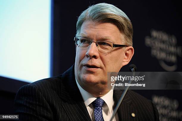 Valdis Zatlers, Latvia's president, speaks during a session on day one of the World Economic Forum in Davos, Switzerland, on Wednesday, Jan. 28,...