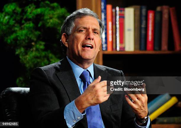 Leslie Moonves, president and chief executive officer of CBS Corp., speaks during the Milken Institute Global Conference 2009 in Los Angeles,...