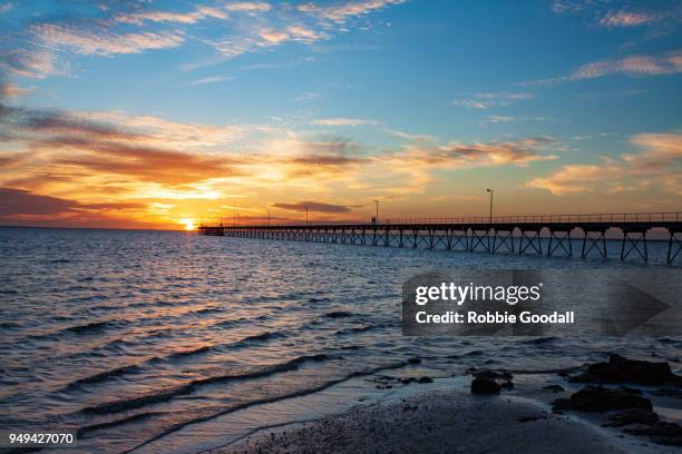 ceduna jetty sunset - ceduna, south australia - ceduna stock pictures, royalty-free photos & images