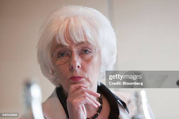 Johanna Sigurdardottir, Iceland's prime minister, pauses during the opening session of the Nordic Globalisation Forum, in Keflavik, Iceland, on...