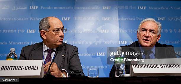 Youssef Boutros-Ghali, chairman of the International Monetary Fund Committee , left, and Dominique Strauss-Kahn, managing director of the...