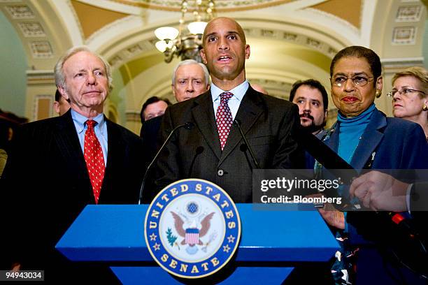 Mayor Adrian M. Fenty of Washington, D.C., speaks during a press conference after the Senate passed the District of Columbia House Voting Rights Act...