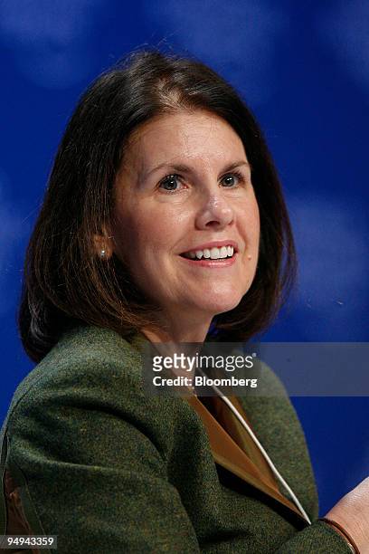 Suzanne Nora Johnson, former vice chairman of Goldman Sachs Group Inc., speaks during a session on day three of the World Economic Forum in Davos,...