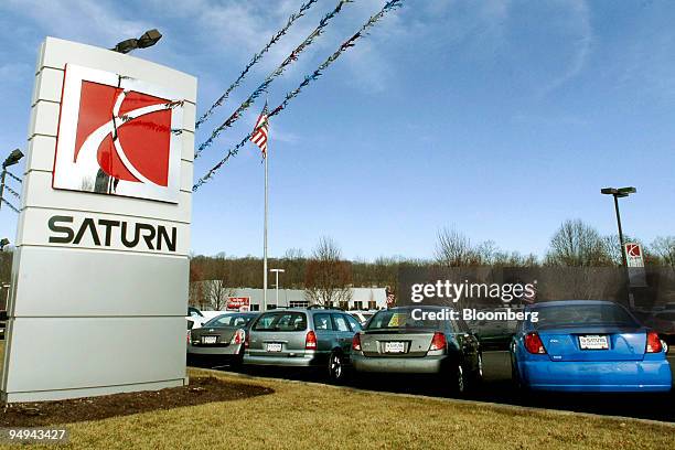 New and previously owned General Motors Saturn vehicles sit on the Fred Beans dealership lot in Doylestown, Pennsylvania, U.S., on Saturday, Feb. 28,...