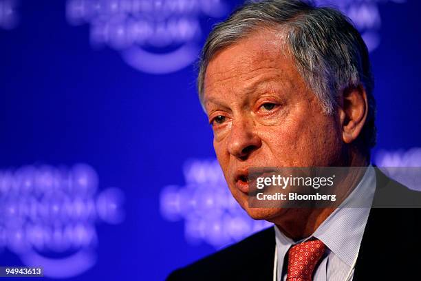 Donald Gogel, chief executive officer of Clayton, Dubilier & Rice Inc., speaks during a session on day three of the World Economic Forum in Davos,...