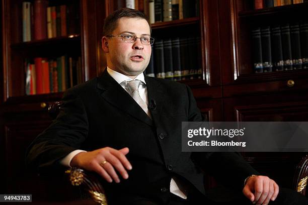 Valdis Dombrovskis, Latvia's newly elected prime minister speaks during an interview in Berlin, Germany, on Wednesday, April 29, 2009. Latvia?s talks...