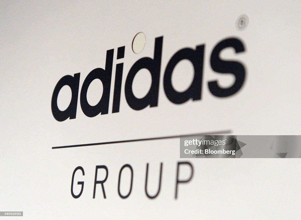 New meaning Abundance Personally The Adidas group company logo sits on display during the presentation...  News Photo - Getty Images