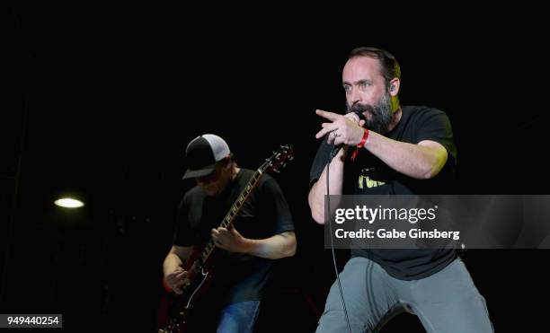 Guitarist Tim Sult and singer Neil Fallon of Clutch perform during the Las Rageous music festival at the Downtown Las Vegas Events Center on April...