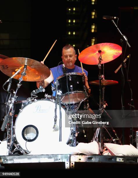 Drummer Jean-Paul Gaster of Clutch performs during the Las Rageous music festival at the Downtown Las Vegas Events Center on April 20, 2018 in Las...