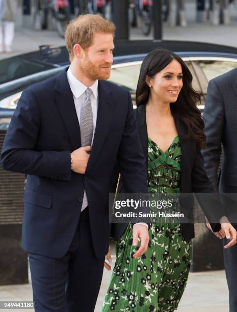 Prince Harry and Meghan Markle attend the Invictus Games Reception at Australia House on April 21, 2018 in London, England.