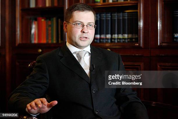 Valdis Dombrovskis, Latvia's newly elected prime minister, speaks during an interview in Berlin, Germany, on Wednesday, April 29, 2009. Latvia?s...