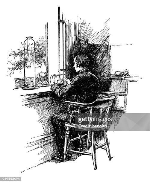 scientific experiment - old science lab stock illustrations