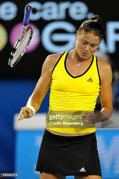 Dinara Safina of Russia reacts after losing a point to Serena Williams of the U.S. In their women's final match on day 13 of the Australian Open...