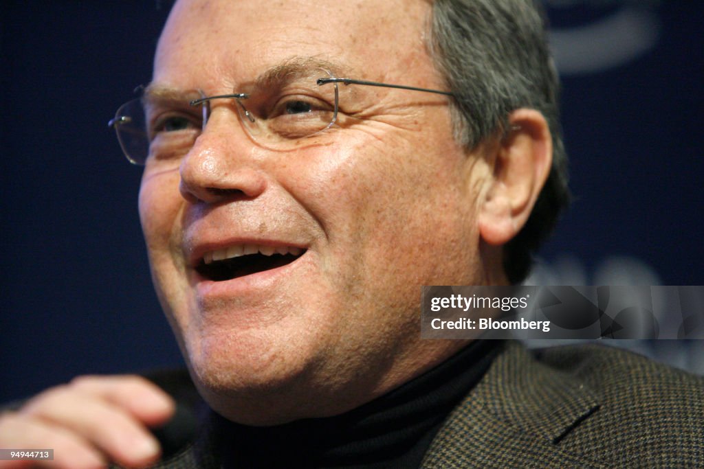 Martin Sorrell, chief executive officer of WPP PLC, reacts d