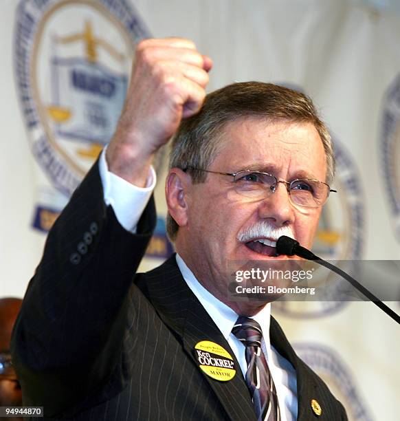 Ron Gettelfinger, president of the United Auto Workers , speaks during the NAACP 54th Annual Fight for Freedom Fund Dinner at the Cobo Center in...