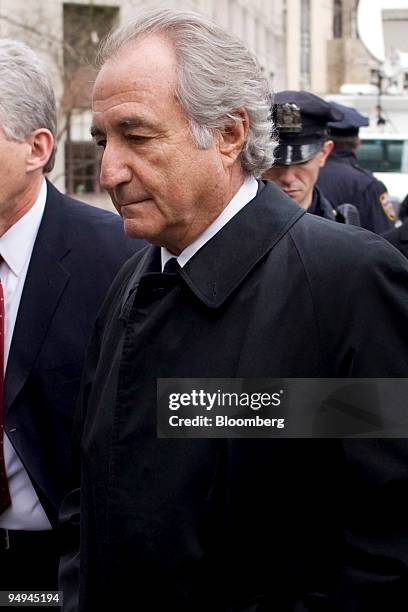 Bernard Madoff, founder of Bernard L. Madoff Investment Securities LLC, arrives at Federal court in New York, U.S., on Tuesday, March 10, 2009. Ira...