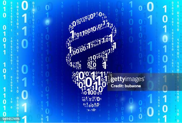 fluorescent lightbulb binary code blue vector pattern background - binary code lightbulb stock illustrations