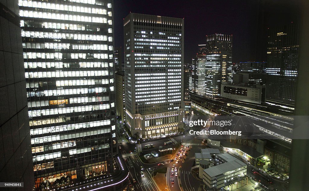 Office buildings including one which houses the Hitachi Ltd.