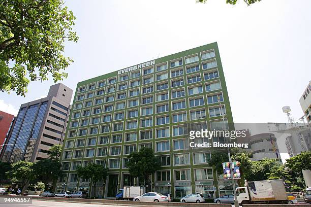 The Evergreen Marine Corp. Headquarters stand in Taipei, Taiwan, on Tuesday, Sept. 1, 2009. Evergreen Marine Corp., Asia's biggest container line,...