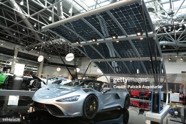 World premier of Supercar TH 900 H by Tushek is displayed during the opening day of the Top Marques Monaco at the Grimaldi Forumon April 21, 2018 in...