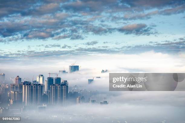 fog in new taipei city - taiwan landscape stock pictures, royalty-free photos & images
