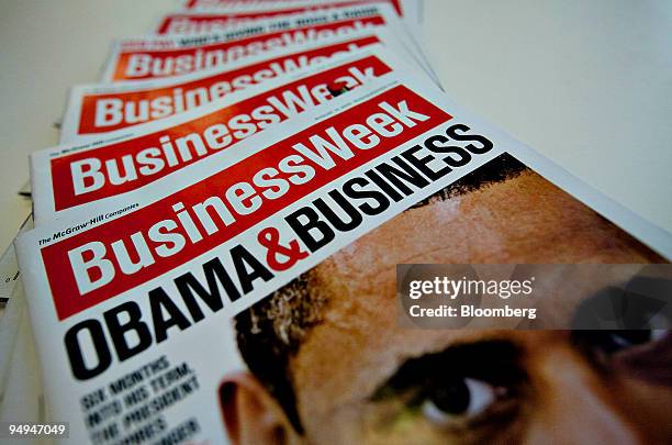 Copies of BusinessWeek magazine are arranged for a photograph in New York, U.S., on Monday, Sept. 14, 2009. BusinessWeek magazine has generated...