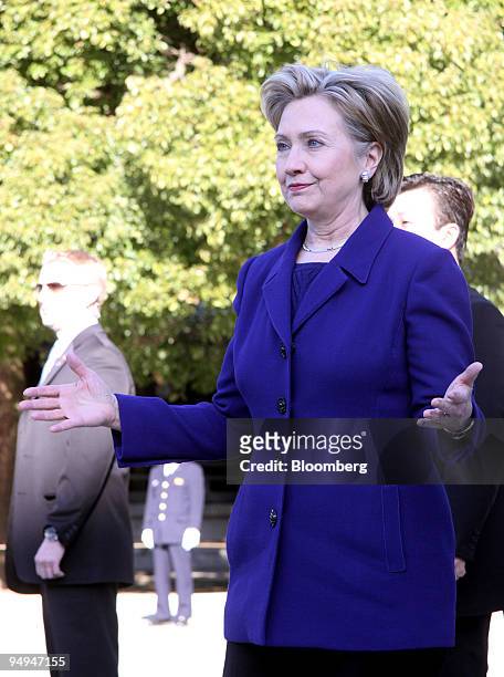 Secretary of State Hillary Clinton visits the Meiji Shrine in Tokyo, Japan, on Tuesday, Feb. 17, 2009. Clinton today will meet with Ichiro Ozawa,...