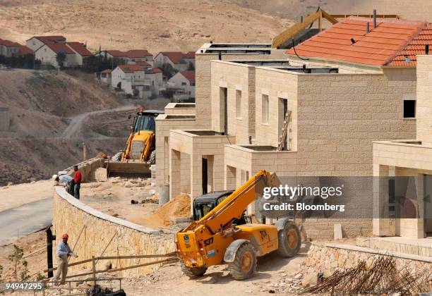 Construction work underway on the Israeli settlement at Maale Adumim, in the West Bank, on Wednesday, March 18, 2009. On a West Bank plateau...