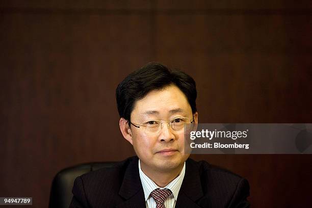 Xiong Weiping, chairman of Aluminum Corp. Of China , speaks at a news conference in Beijing, China, on Friday, Feb. 27, 2009. Aluminum Corp. Of...