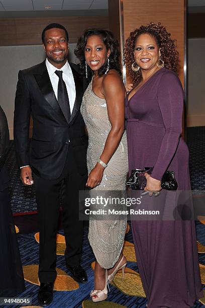 Actors Chris Tucker, Dawn Lewis and Kim Coles attend the 26th anniversary UNCF Mayor's Masked Ball at Atlanta Marriot Marquis on December 19, 2009 in...